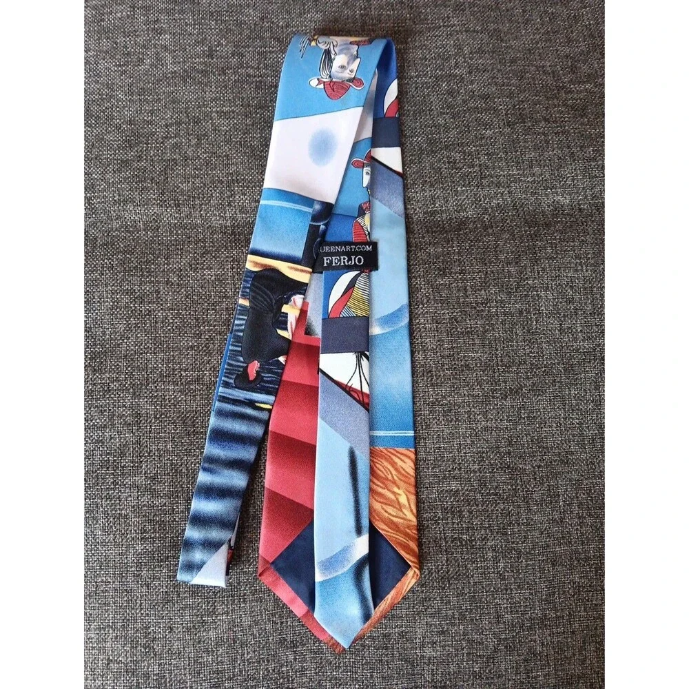 Tie 70s 80s 90s Y2K Mens Queen Art Ferjo Statement 3.75 Wide 63 Long